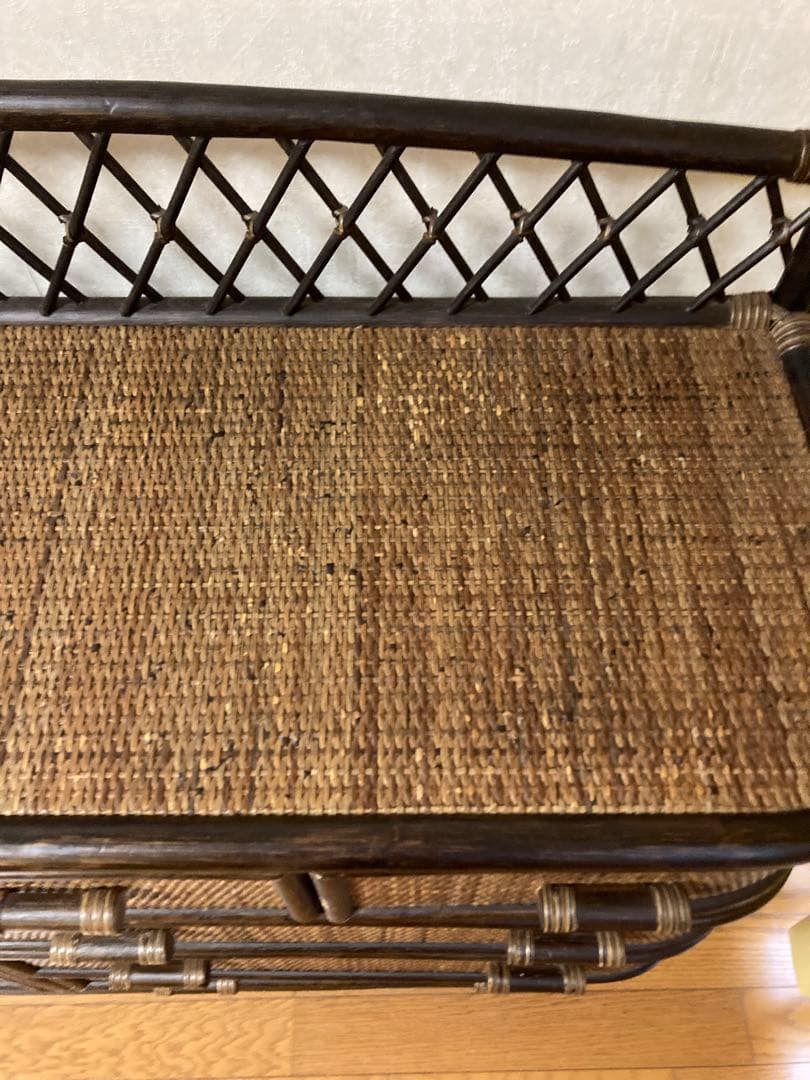 ラタン★籐★ワイドシェルフ　チェスト　アンティーク　ビンテージ