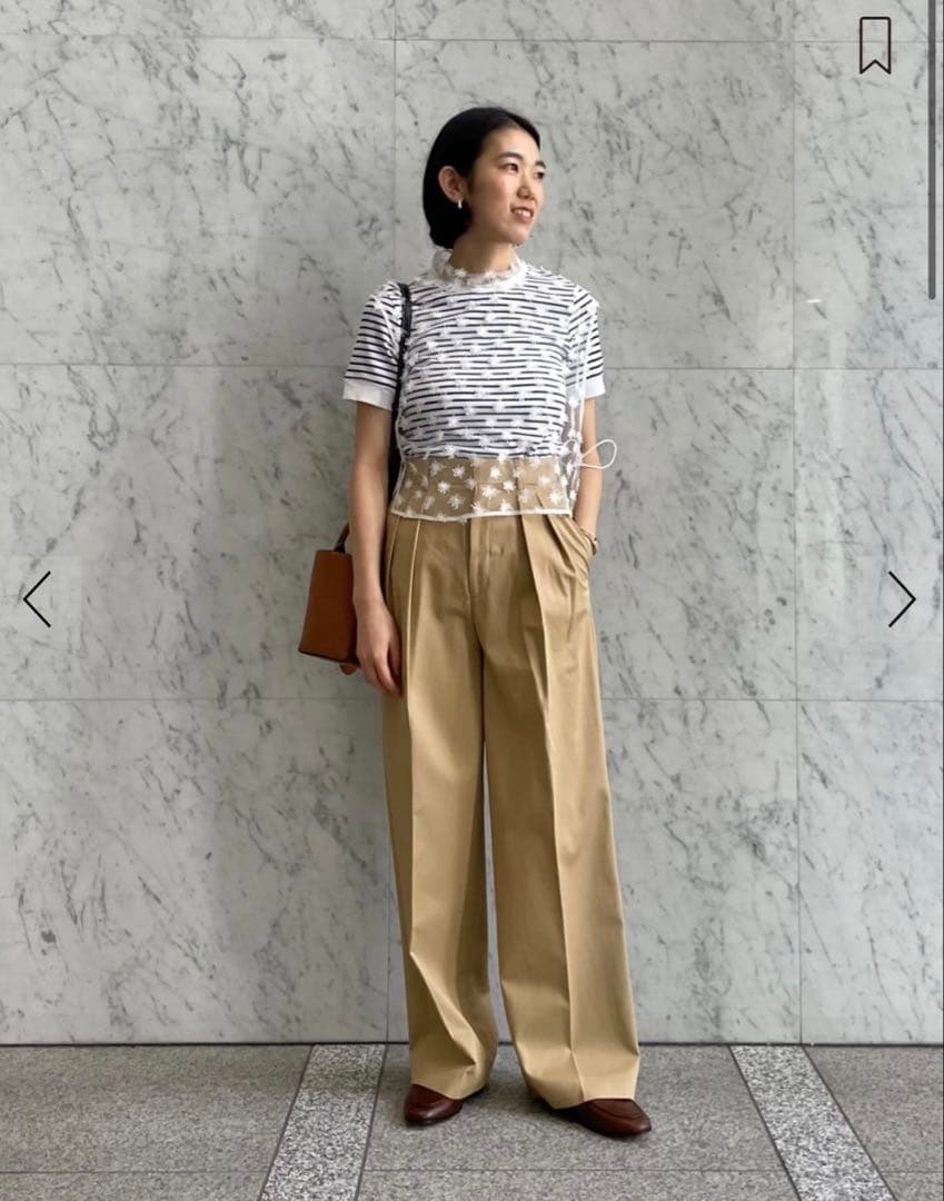 TOMORROWLAND MACPHEE コットンチノ タックワイドパンツ