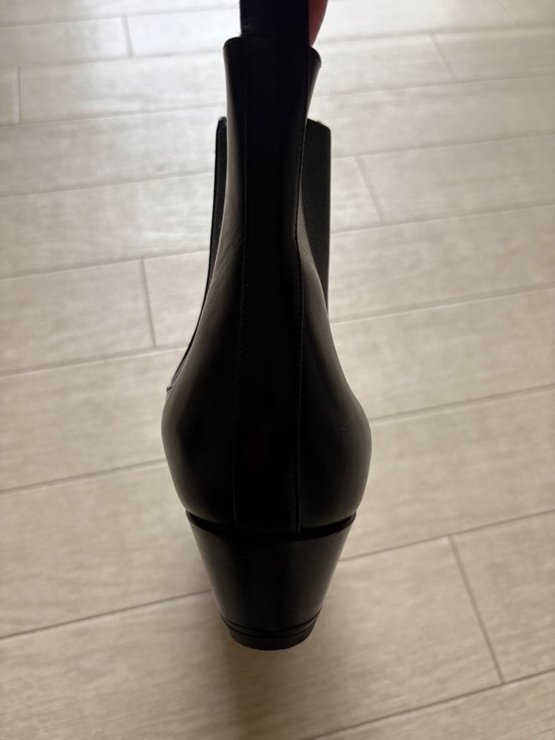 ブラック レザー サイドゴアブーツ