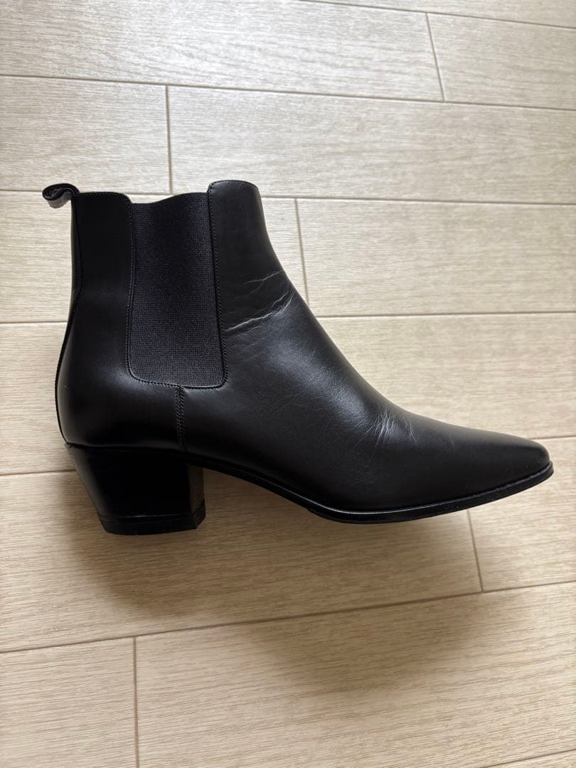 ブラック レザー サイドゴアブーツ