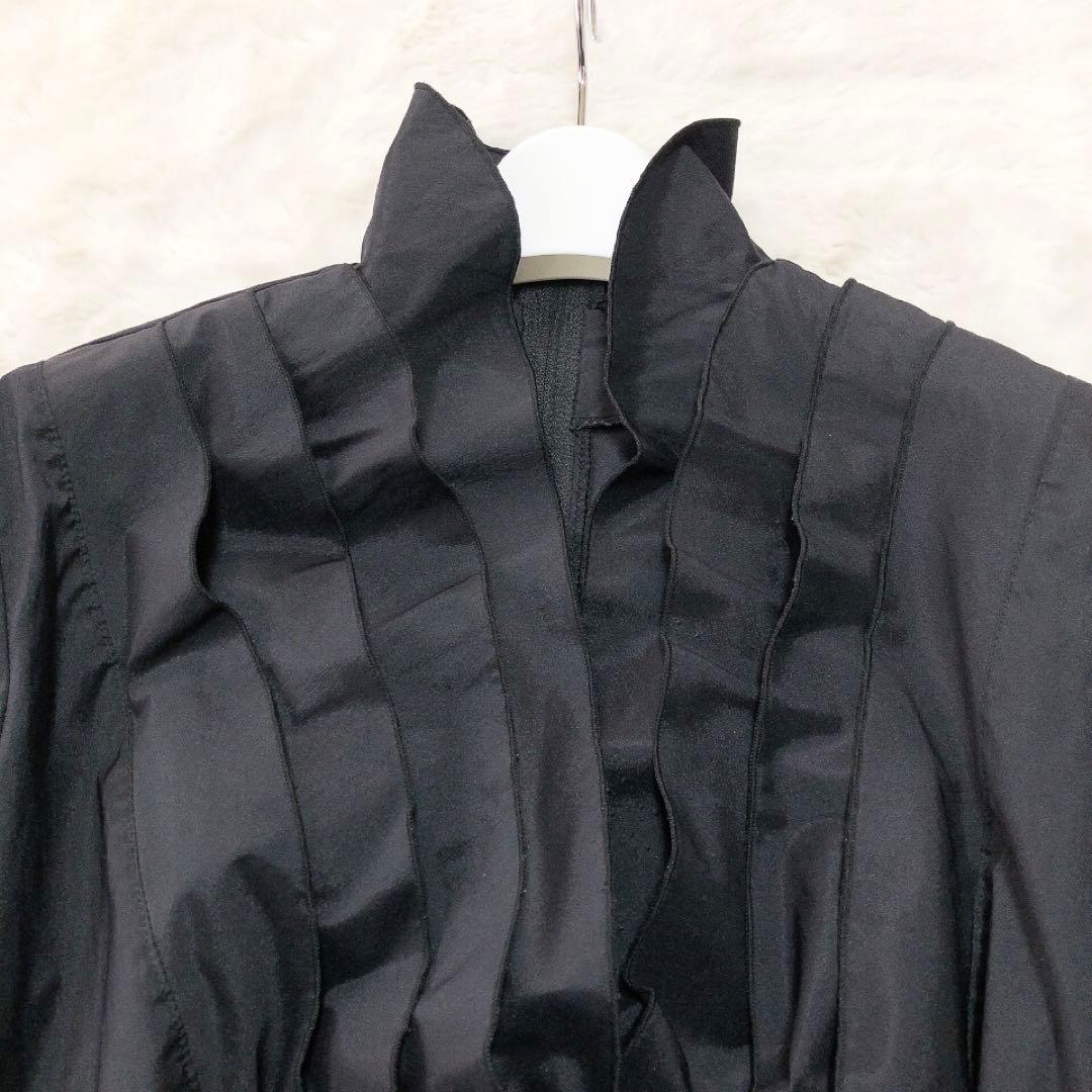 タダシショージ*フリルブラウス　長袖　スタンドカラー　ブラック　6