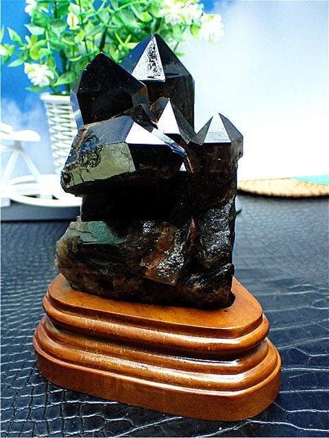 1260gAAA級魔除け天然モリオン黒水晶クラスターYT6C6/193C07C