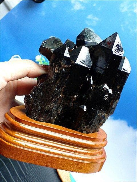 1260gAAA級魔除け天然モリオン黒水晶クラスターYT6C6/193C07C