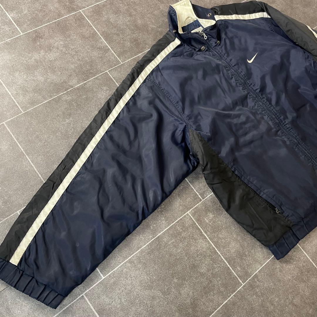 90-00s Nike ナイキ オールド 中綿 ナイロンジャケット ネイビーM