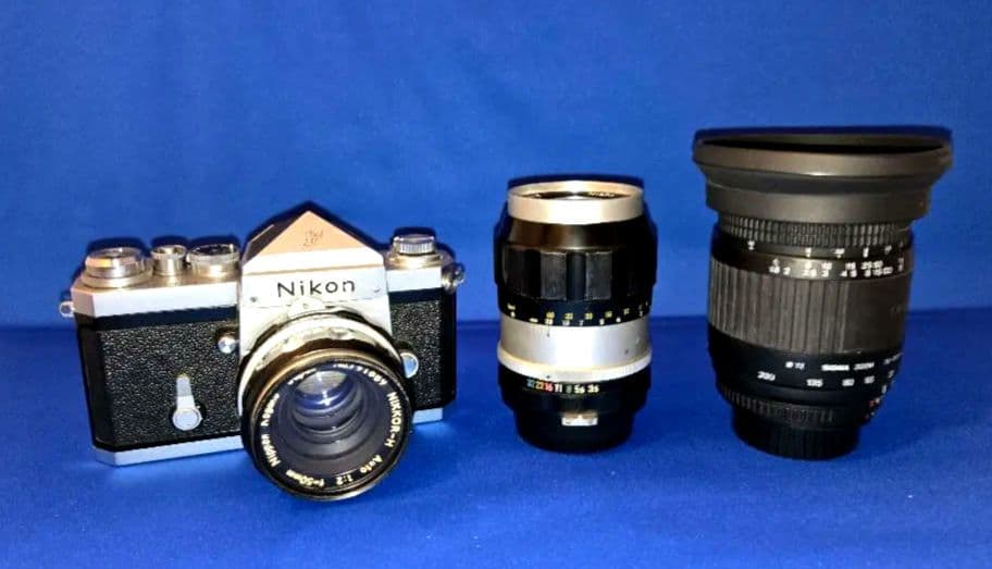 Nikon F 一眼レフ No71番と望遠レンズ