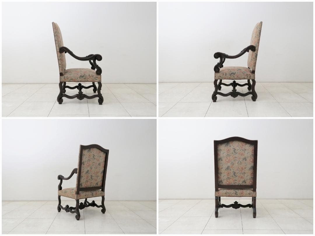 フランスアンティーク アームチェア ウォルナット ゴブラン織り バロック様式 ①