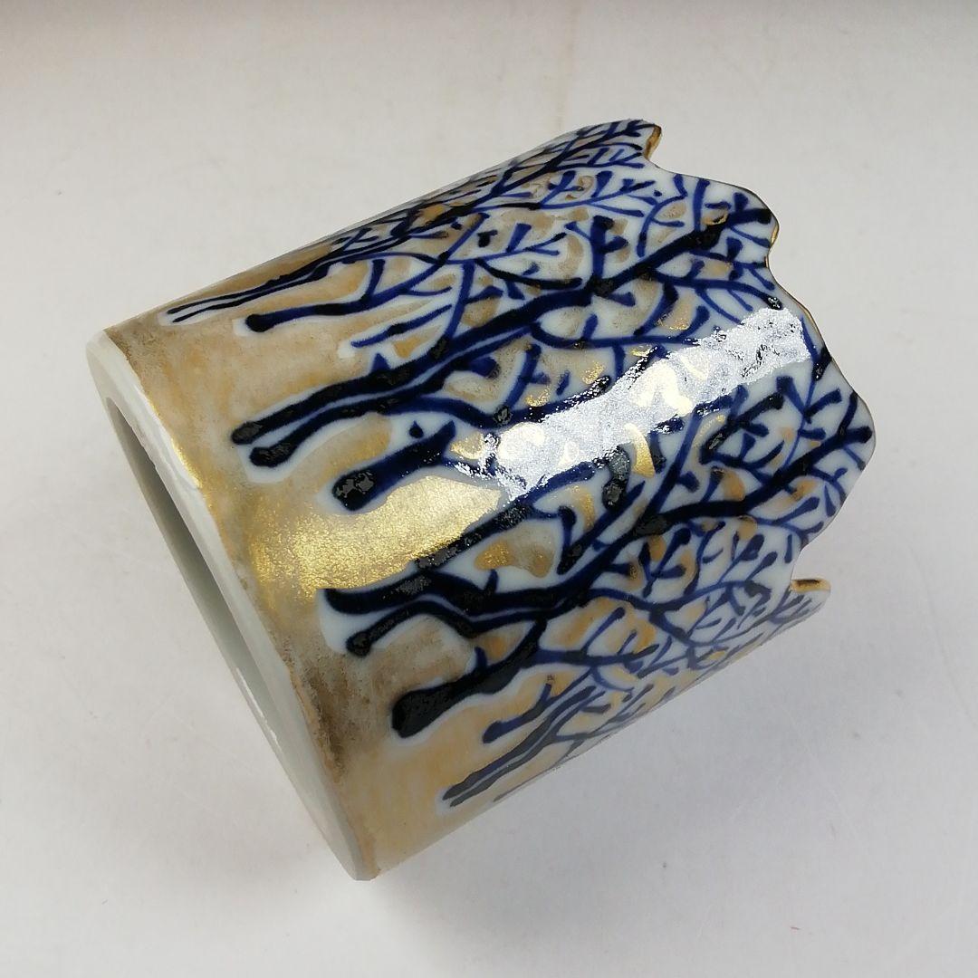 Ｗ１９８　蓋置　『色絵　森之図』『高野昭阿弥 造』　共箱　茶道具