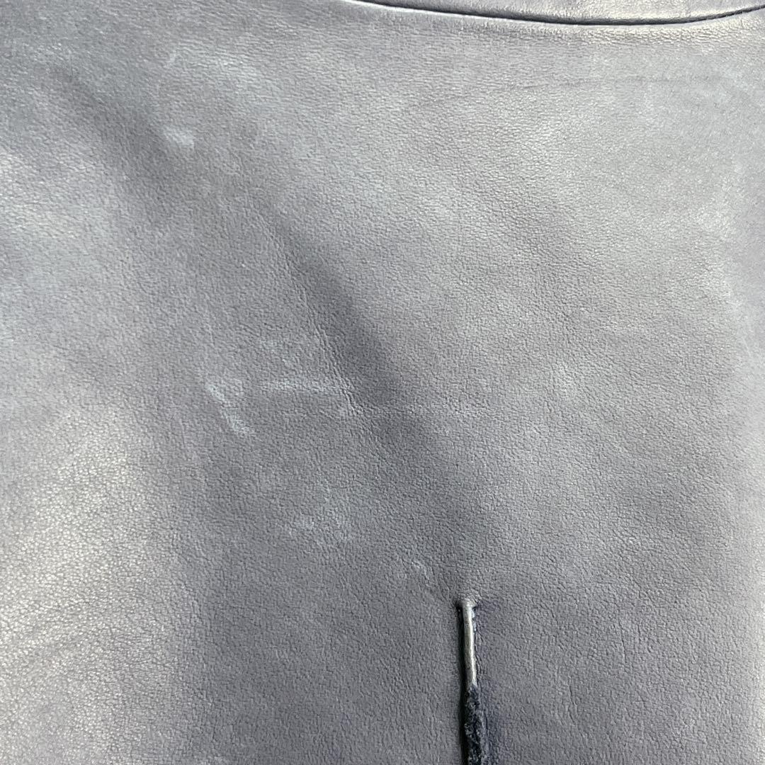 『sisii シシ』レザーライダースジャケット 牛革 洗濯可 ダブルジップ 紺青