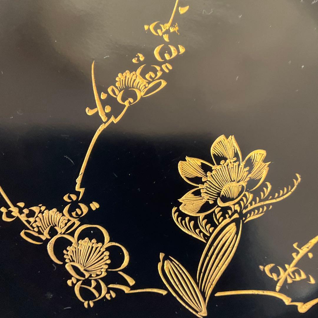 輪島塗　天然木くり抜沈金梅文菓子皿20枚揃　明治から大正頃