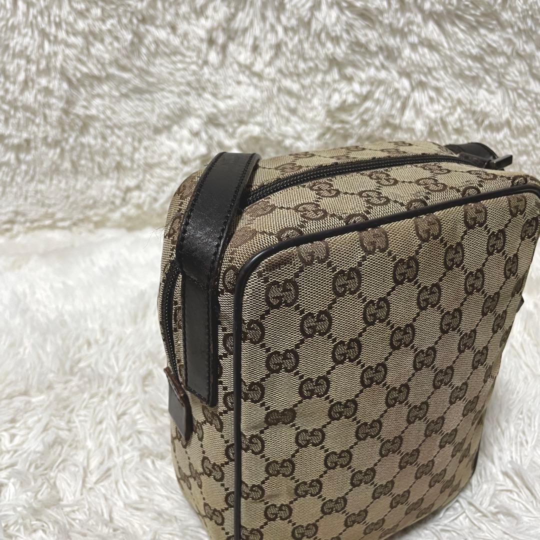 【良品】GUCCI グッチ　ショルダーバッグ　サコッシュ　キャンバス　ブラウン