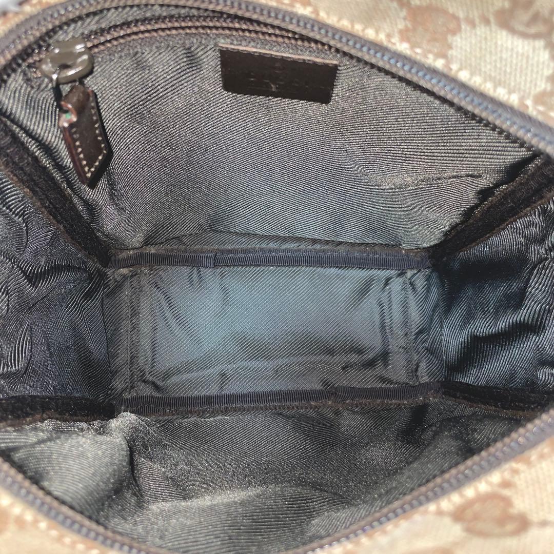 【良品】GUCCI グッチ　ショルダーバッグ　サコッシュ　キャンバス　ブラウン