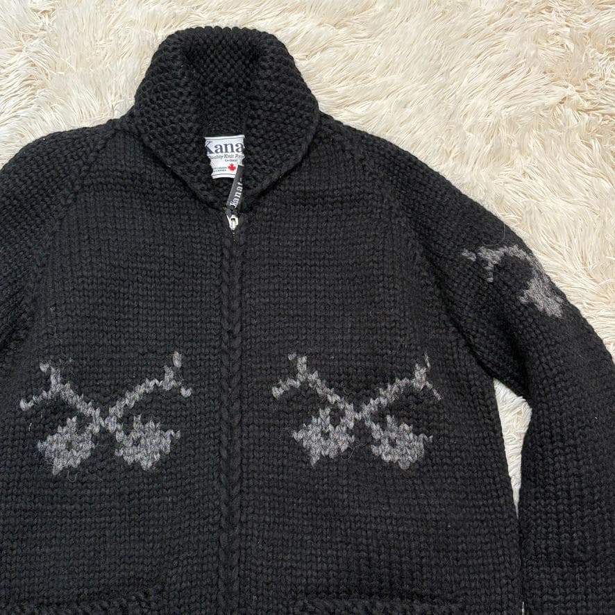希少　Kanata　カナダ製　ハンドニット スカル 別注モデル　カウチンセーター