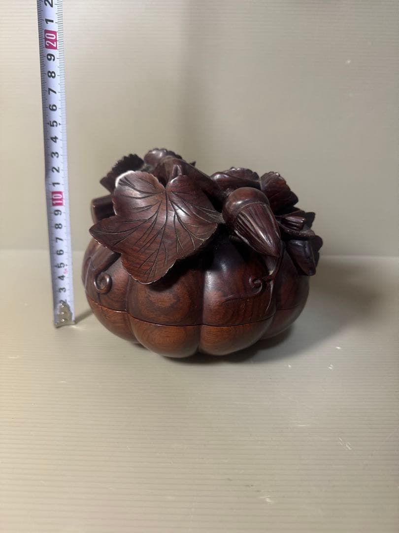2468 茶道具　唐木かぼちゃ香合　蓋物