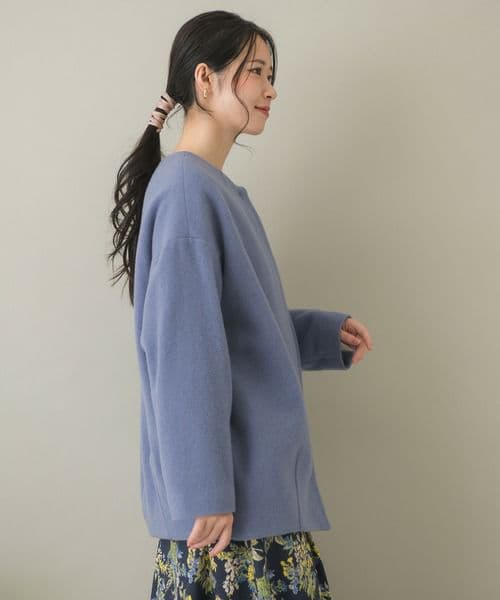 KATHARINE ROSS エシカルモッサミディコート　ブルー　ウール