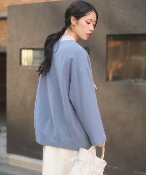 KATHARINE ROSS エシカルモッサミディコート　ブルー　ウール