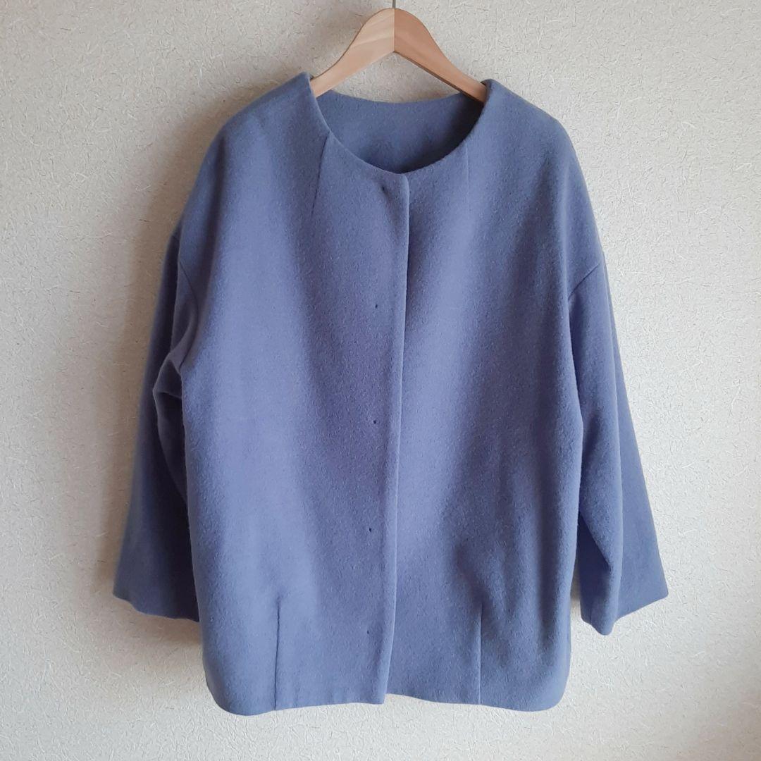 KATHARINE ROSS エシカルモッサミディコート　ブルー　ウール