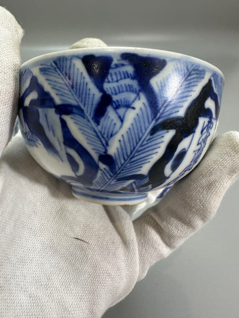 煎茶 時代 染付 茶器 五客 補修あり