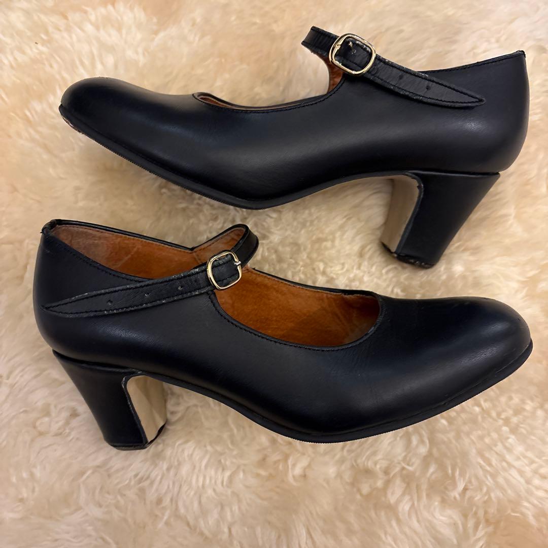 黒 レザー フラメンコシューズ