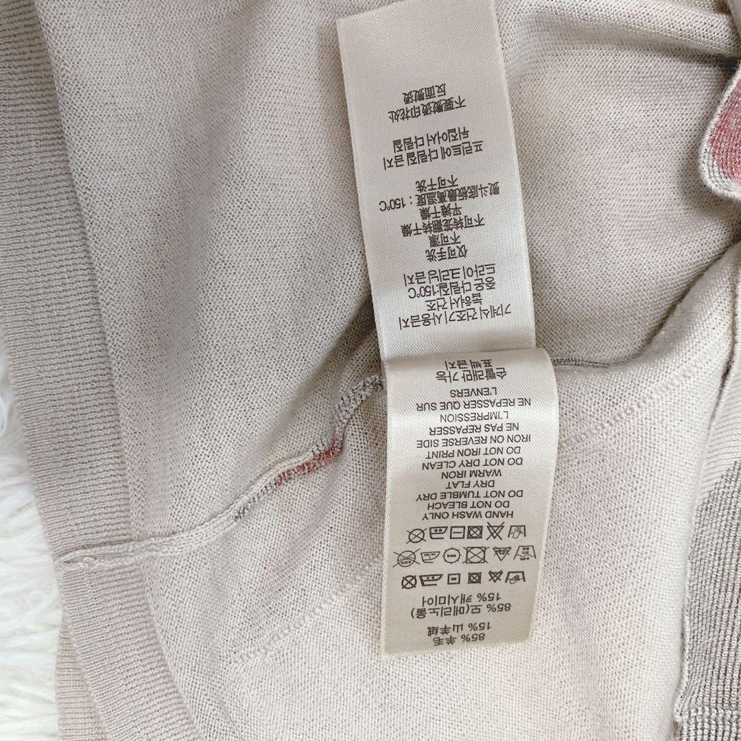 希少 BURBERRY メガノバチェック柄 カーディガン カシミヤ混 ベージュ
