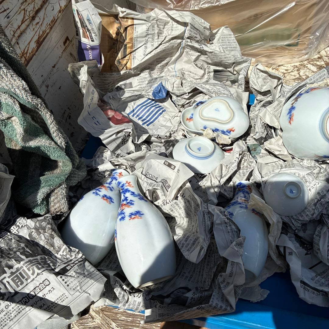 オールド深川青磁もみじ紅葉　皇室御用達　平皿小皿カップセット計54 富士流水裏印