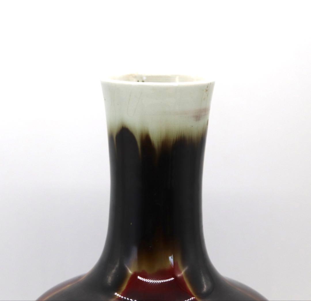 中国　1960〜1970年代景徳鎮製　窯変紅釉瓶　送料込み250605