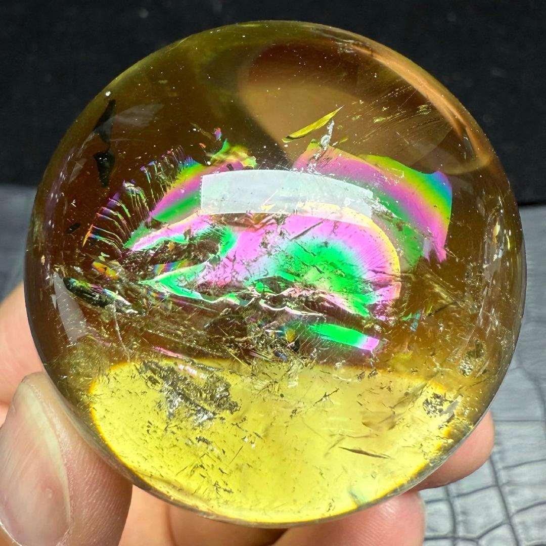 AAAAAAAA級金運UP天然レインボーシトリン丸玉B0101/YS/550C