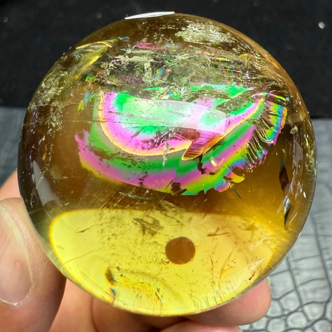 AAAAAAAA級金運UP天然レインボーシトリン丸玉B0101/YS/550C