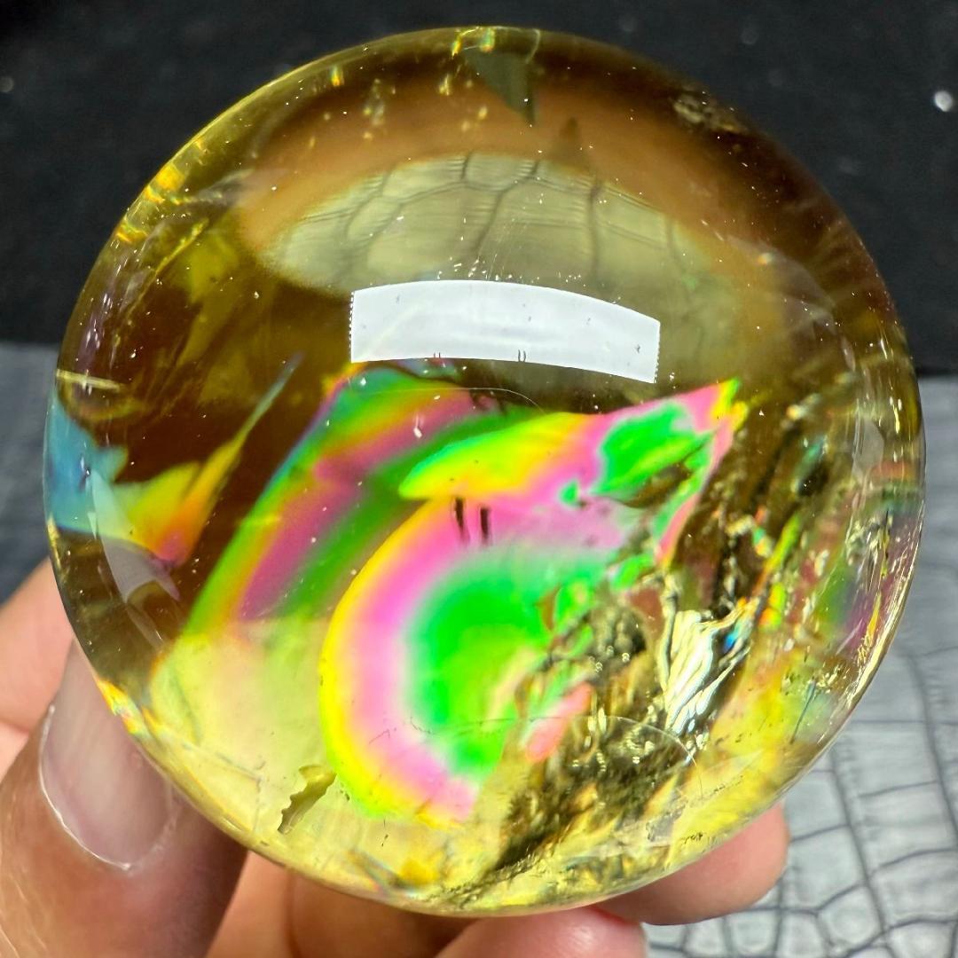 AAAAAAAA級金運UP天然レインボーシトリン丸玉B0101/YS/550C