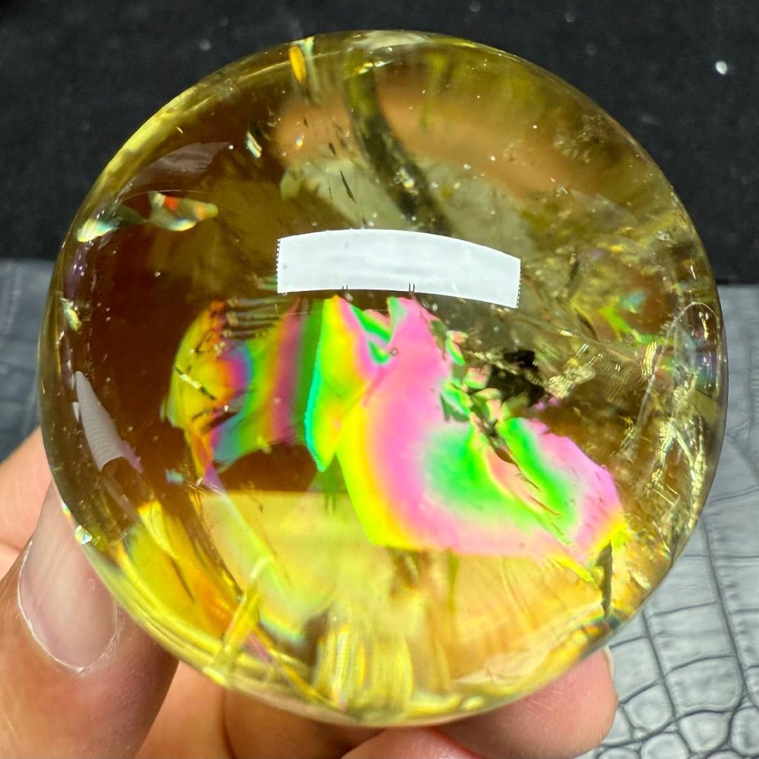 AAAAAAAA級金運UP天然レインボーシトリン丸玉B0101/YS/550C