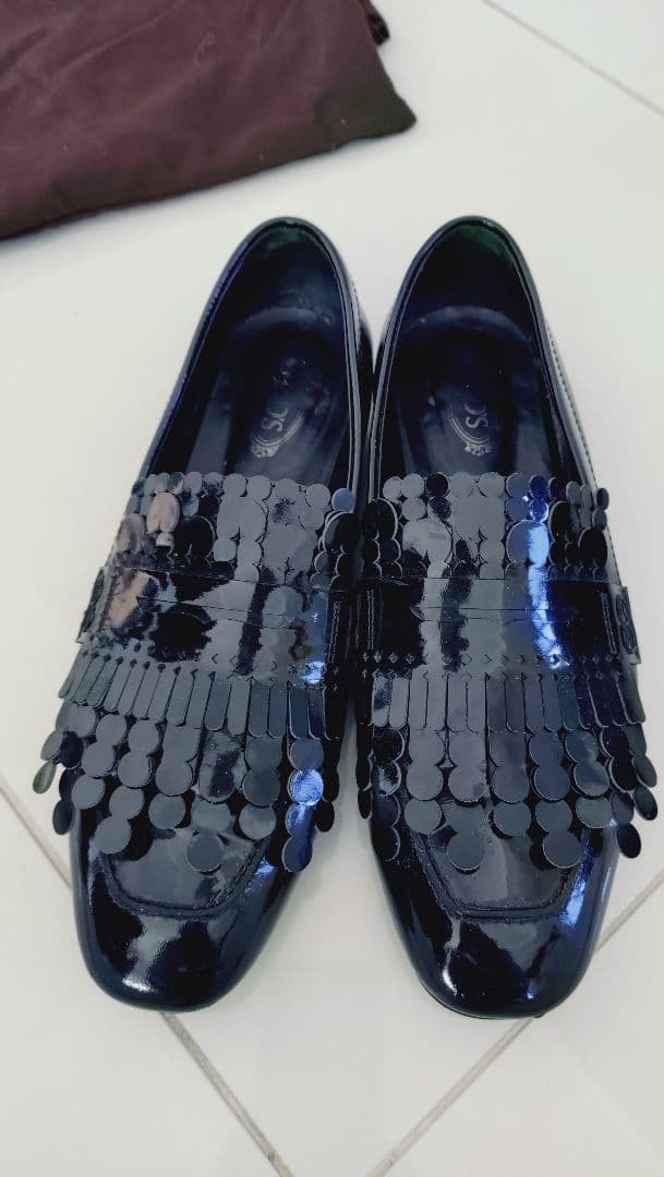 TOD'S サイクルレースキルト付き エナメルローファー 　23.5cm