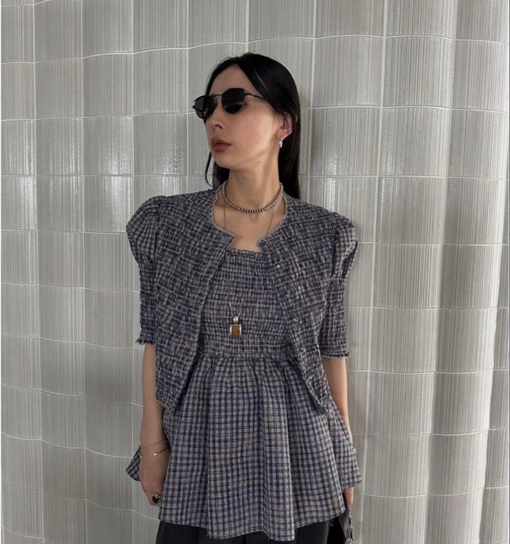 トップス MEDI BUSTIER SET SHIRRING SHORT TOP