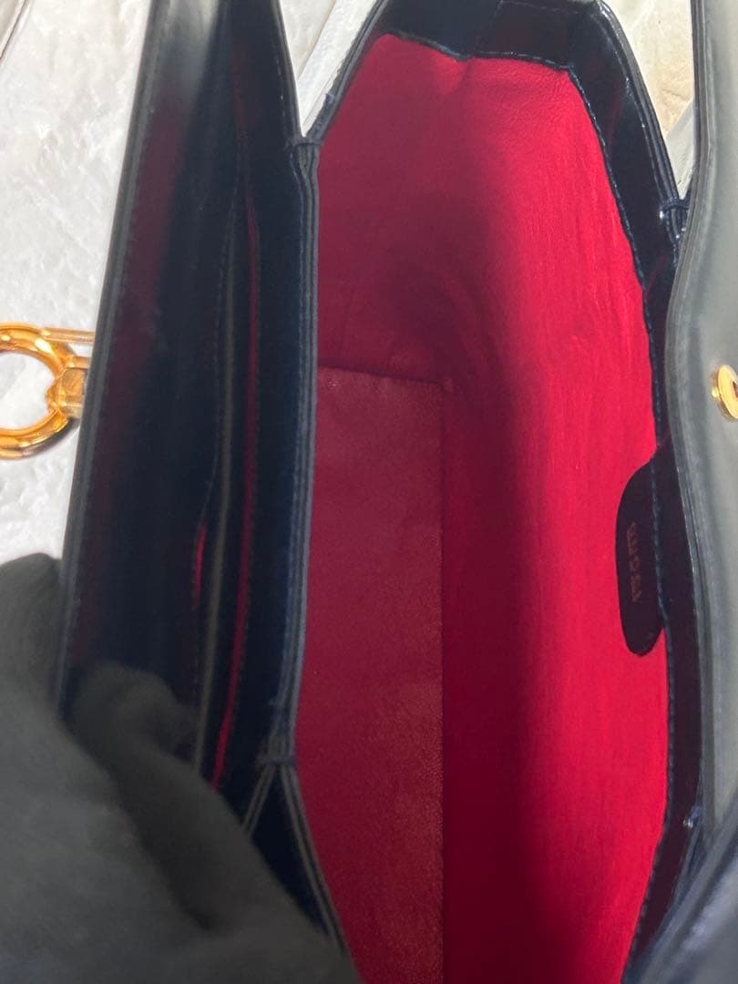 GUCCI カーフハンドバッグ　濃紺