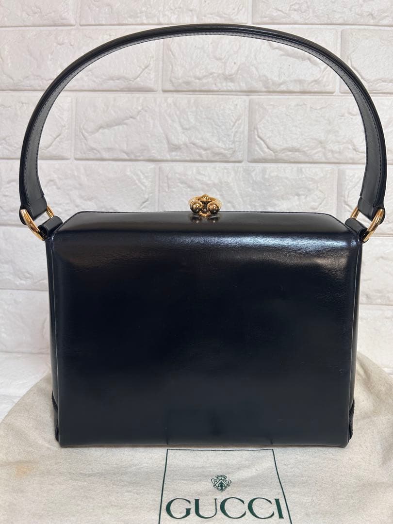 GUCCI カーフハンドバッグ　濃紺