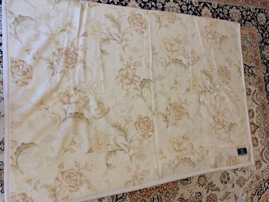 未使用タグ付き京都西川タオルケット日本製シングルサイズ綿100%クリーム色高品質