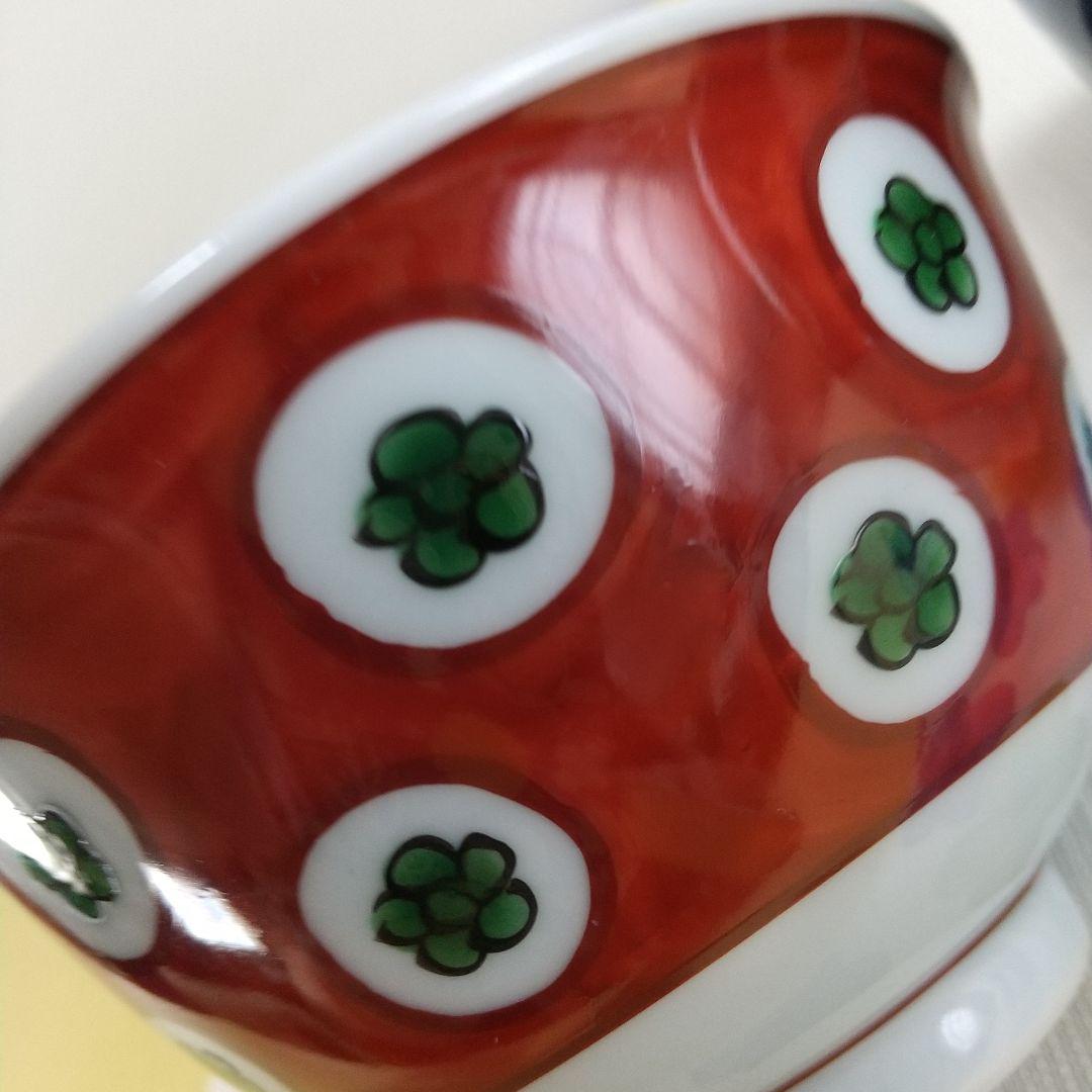 源右衛門⭐️染錦梅花丸紋濃 赤絵梅花丸も紋濃ペア飯椀