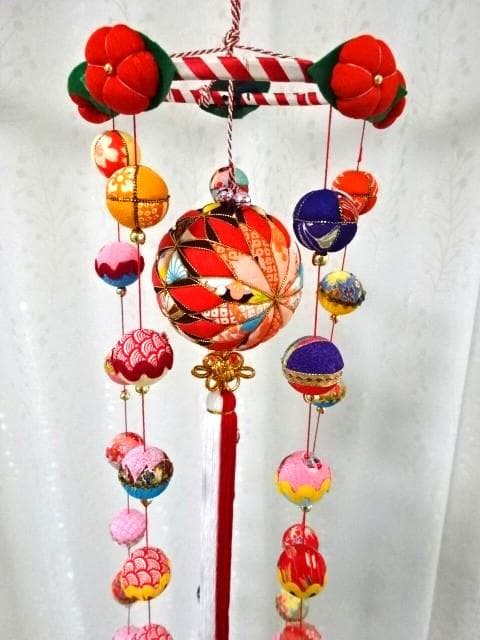 【2】縁起の良い　柳川さげもん　木目込み鞠　吊るし飾り　ハンドメイド　ひな祭り