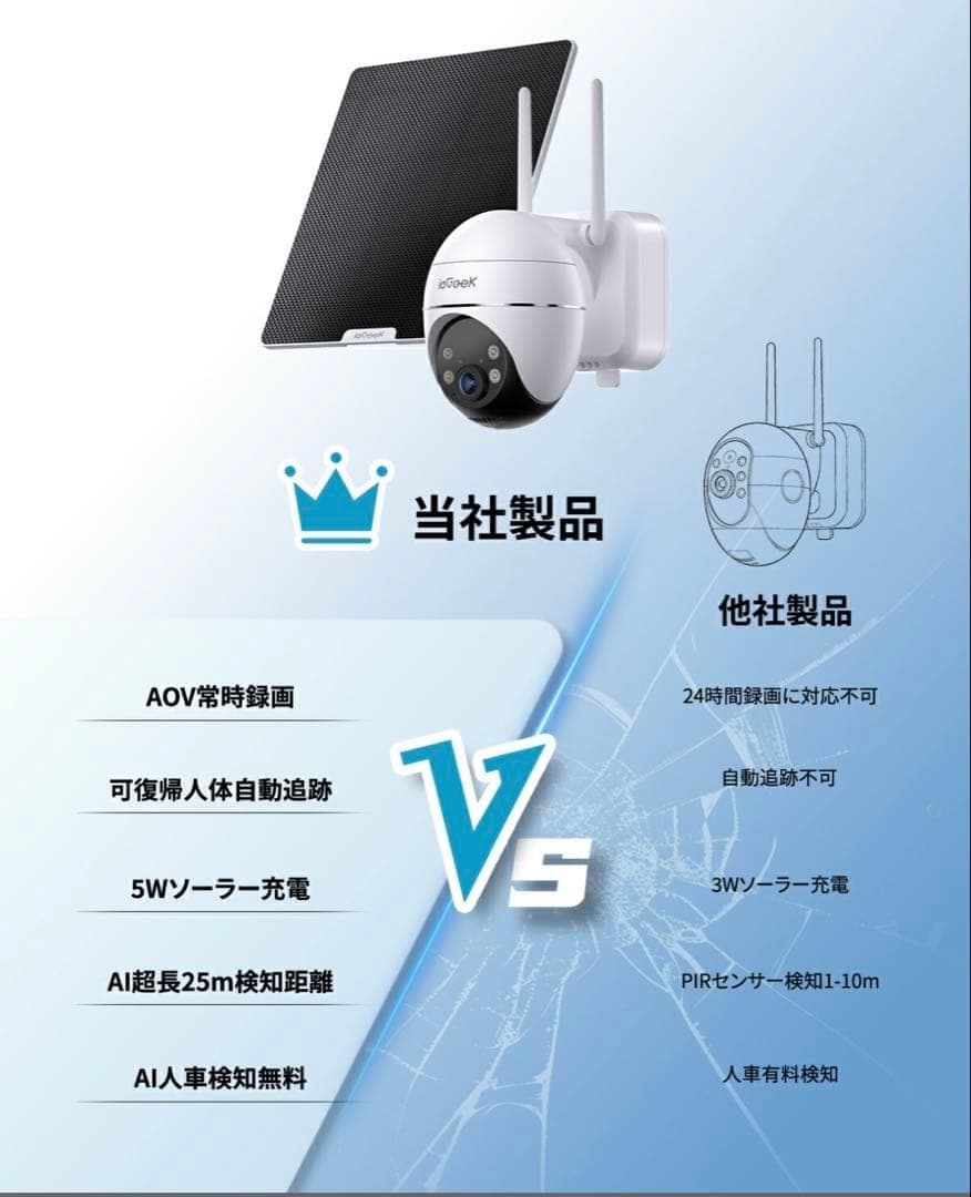 防犯カメラ 屋外 ソーラー 工事不要 15000mAh ワイヤレス