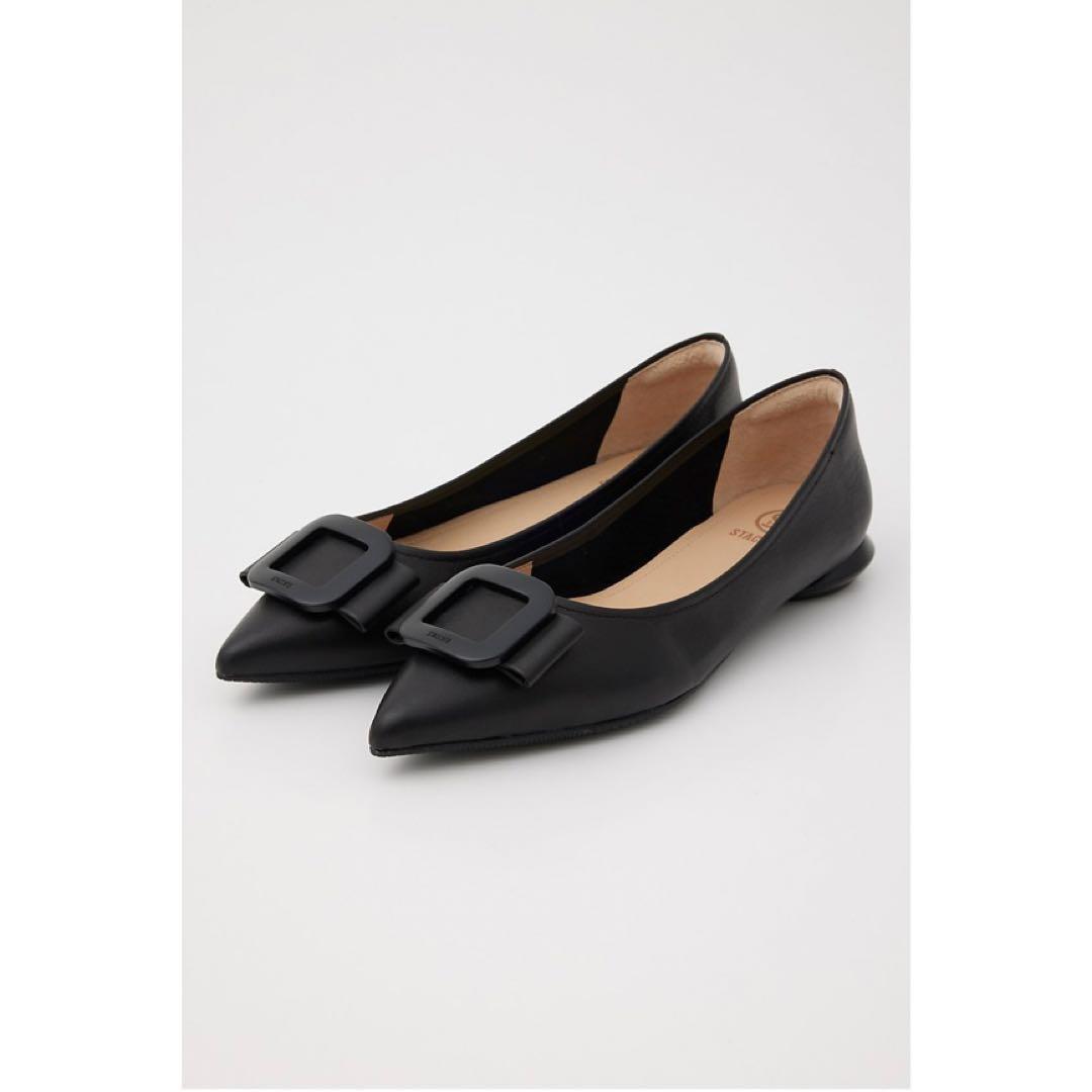 未使用級✨ スタッカート M ポインテッドトゥ ミルーレフラットシューズ 黒