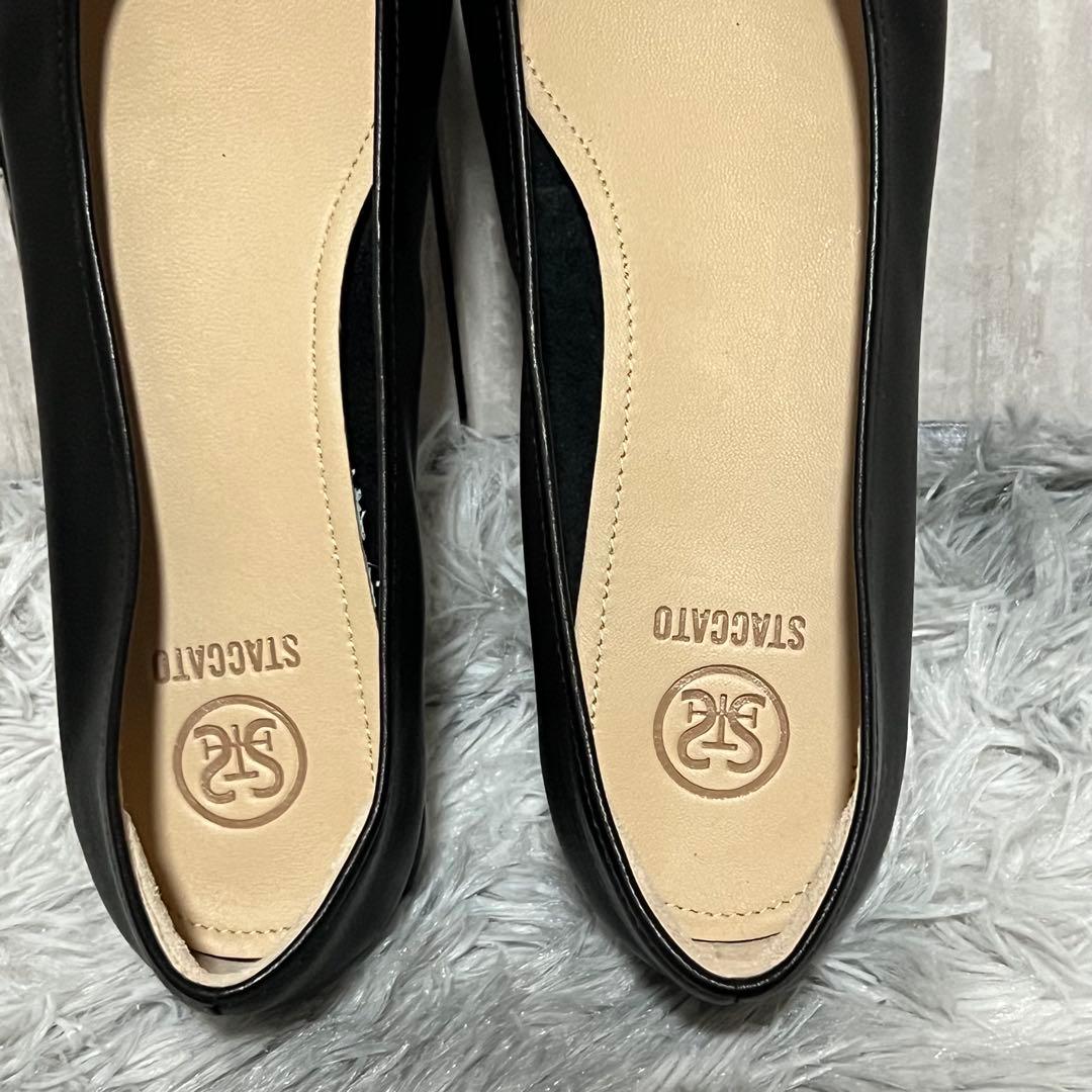 未使用級✨ スタッカート M ポインテッドトゥ ミルーレフラットシューズ 黒