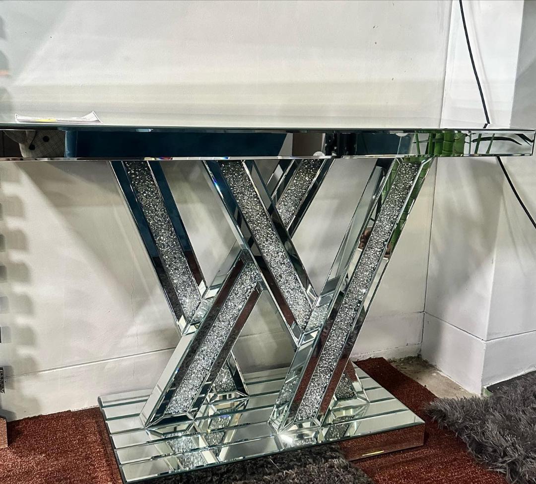 クリスタル付き鏡張りサイドボード SIDEBOARD