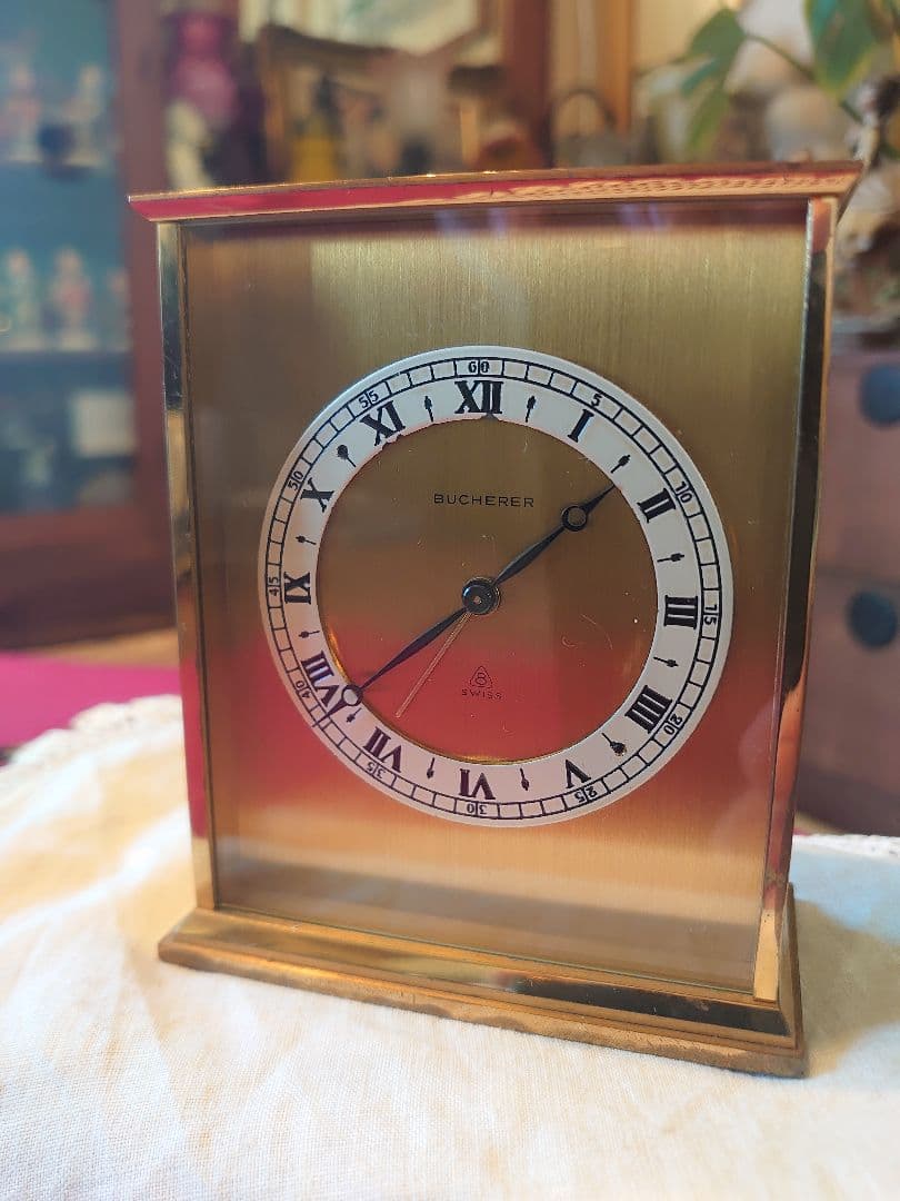 BUCHERER ブッフェラー手巻き置き時計 ゴールド 8Day目覚(稼働品)