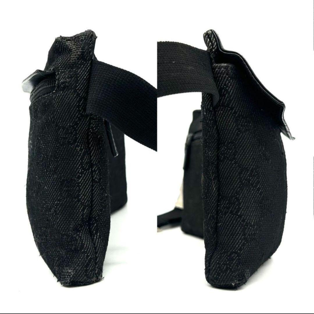 【美品】グッチ ボディバッグ ショルダー GG柄 ロゴ型押し ブラック