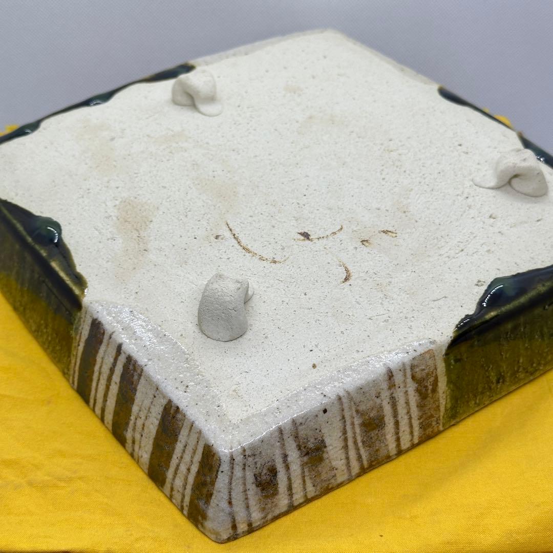 加藤重高 織部 四方鉢 鉢 共箱