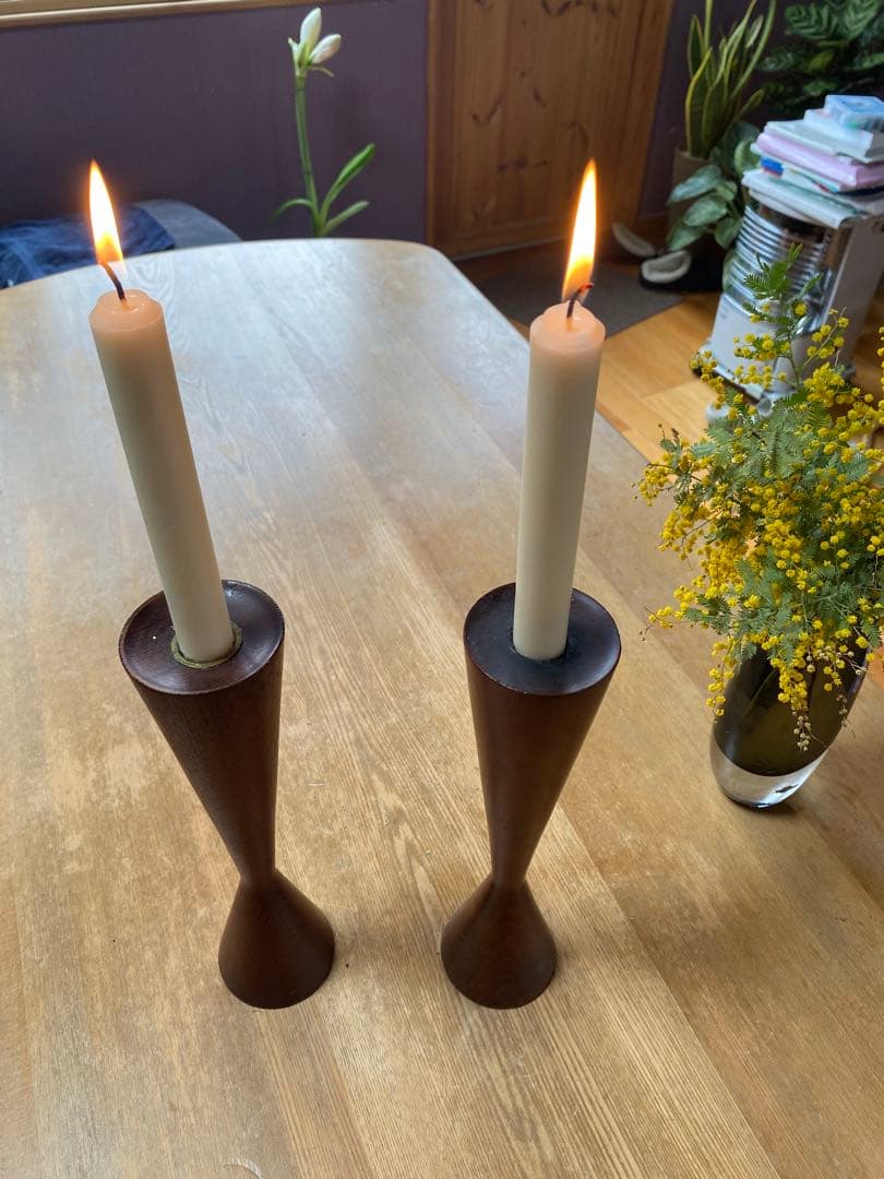 チーク　キャンドルホルダーセット　ヴィンテージ　デンマーク　ミッドセンチュリー