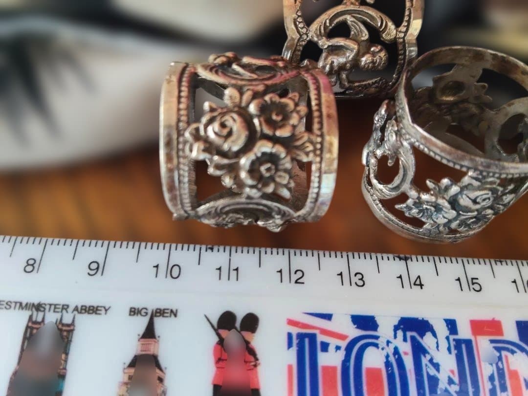 シルバー８３５.花と天使のナプキンリング 3個セット