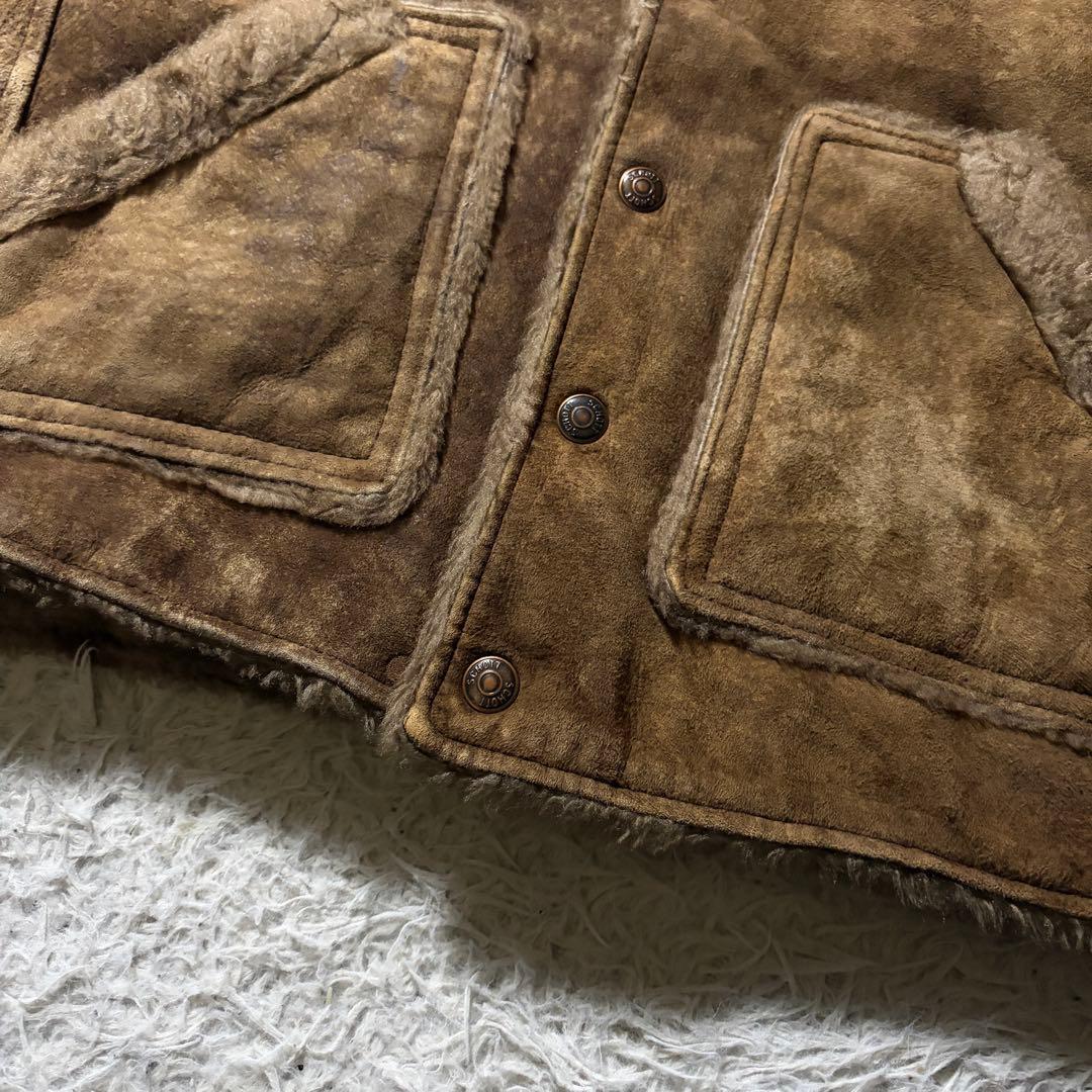 【雰囲気抜群】schott ムートン　羊革　シープスキン　ベスト　ブラウン