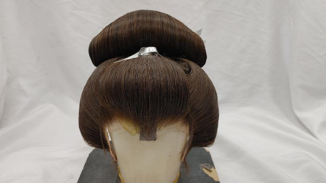 【MK20】島田 大衆演劇 かつら 鬘 ウィッグ 人毛 ケース付き