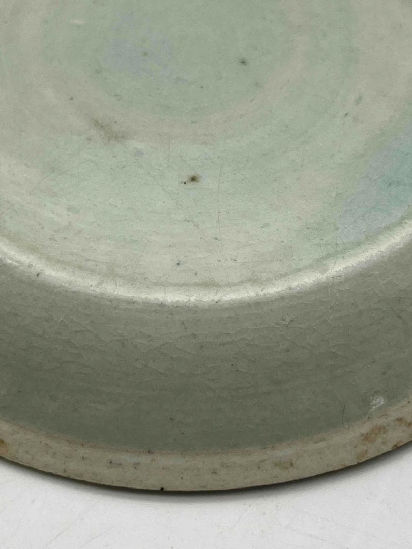 北宋時代 湖田窯 青磁刻花鳳尾花文房洗 覆燒 覆輪口 影青 古皿唐物(F-90)