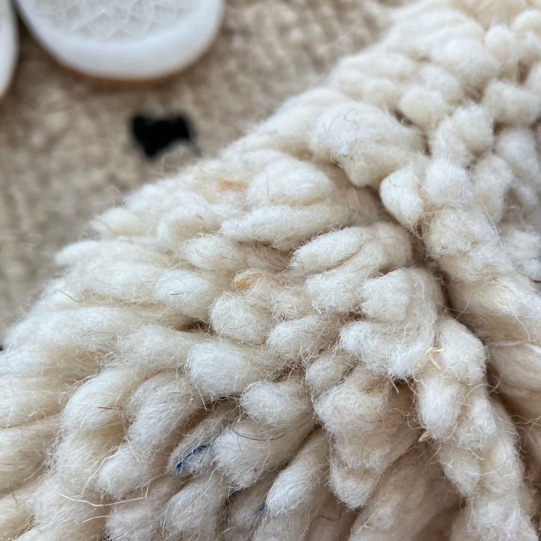 ドット90×142 オフホワイト　ブラック　モロッコラグ　トルコヴィンテージラグ