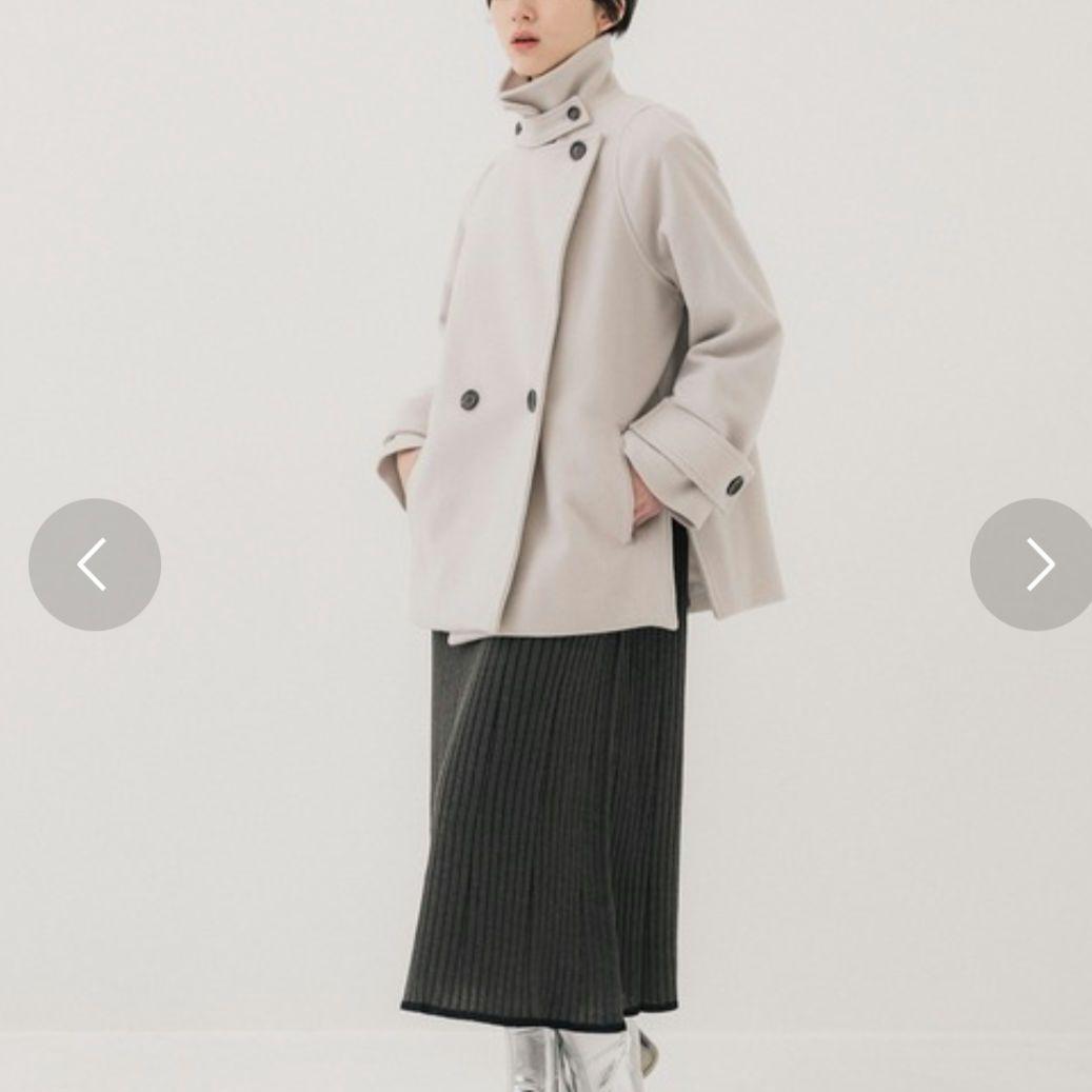 最終価格 パブリック東京 ウールコート スタンドカラー ショート丈 Pコート